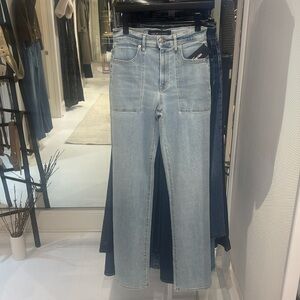 Veronica Beard Crosbie Wide Leg Jeans in Pebblestone